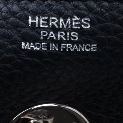 Pre Owned Hermes Noir Taurillon Palladium Hardware Lindy 34 CM