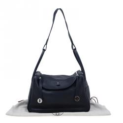 Pre Owned Hermes Noir Taurillon Palladium Hardware Lindy 34 CM
