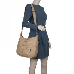 Pre Owned Hermes Brown Taurillon Clemence Evelyne III GM