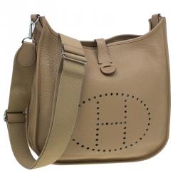 Pre Owned Hermes Brown Taurillon Clemence Evelyne III GM