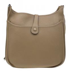 Pre Owned Hermes Brown Taurillon Clemence Evelyne III GM