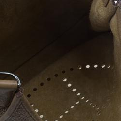 Pre Owned Hermes Brown Taurillon Clemence Evelyne III GM