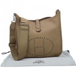 Pre Owned Hermes Brown Taurillon Clemence Evelyne III GM
