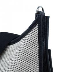 Hermes Beige and Black Clemence Leather GM Evelyne III Ucre Twill Messenger Bag
