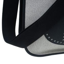 Hermes Beige and Black Clemence Leather GM Evelyne III Ucre Twill Messenger Bag
