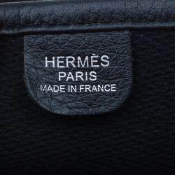 Hermes Beige and Black Clemence Leather GM Evelyne III Ucre Twill Messenger Bag