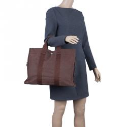 Pre Owned حقيبة يد توت هيرمس هيرلين كانفاس بني MM