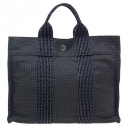 HERMES Canvas Herline PM Tote Grey 1257715