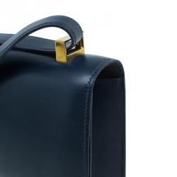مملوكة مسبقًا Hermes Blue De Malte Epsom Calfskin Box Constance Shoulder Bag