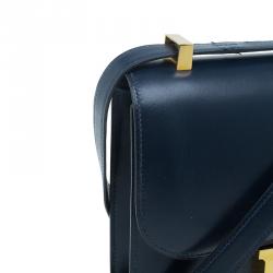 مملوكة مسبقًا Hermes Blue De Malte Epsom Calfskin Box Constance Shoulder Bag