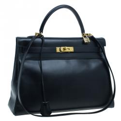 Hermes Noir Togo Calfskin 35cm Kelly Tote