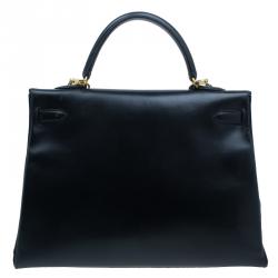 Hermes Noir Togo Calfskin 35cm Kelly Tote