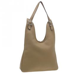 Pre Owned Hermes Beige Clemence Leather Massai Shoulder Bag