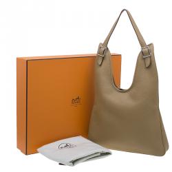 Pre Owned Hermes Beige Clemence Leather Massai Shoulder Bag