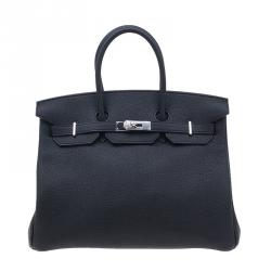 Hermes Noir Togo Calfskin Palladium Hardware Birkin 35 