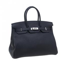 Hermes Noir Togo Calfskin Palladium Hardware Birkin 35 