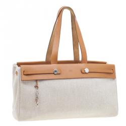 HERMES Beige Herbag Cabas GM 2 in 1 Shoulder bag