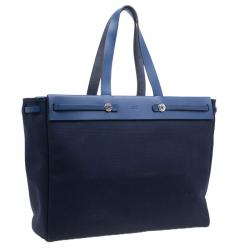 Pre Owned HERMES Navy Blue Herbag Cabas GM 2 in 1 Shoulder bag