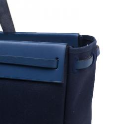 Pre Owned HERMES Navy Blue Herbag Cabas GM 2 in 1 Shoulder bag