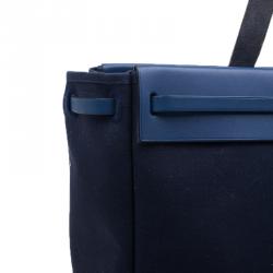 Pre Owned HERMES Navy Blue Herbag Cabas GM 2 in 1 Shoulder bag