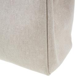 مملوكة مسبقًا Hermes Tan Leather and Beige Toile Canvas Large Herbag
