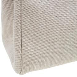 مملوكة مسبقًا Hermes Tan Leather and Beige Toile Canvas Large Herbag
