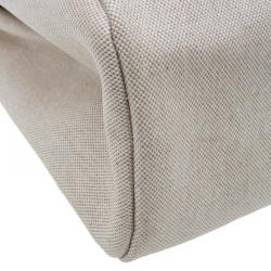 مملوكة مسبقًا Hermes Tan Leather and Beige Toile Canvas Large Herbag