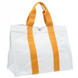Pre Owned Hermes Beige and Orange Bora Bora Large Tote Cabas Shopper Bag