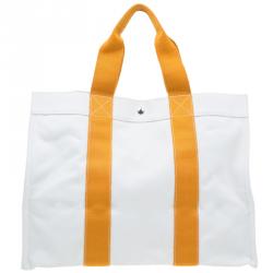 Pre Owned Hermes Beige and Orange Bora Bora Large Tote Cabas Shopper Bag