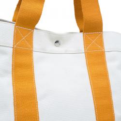 Pre Owned Hermes Beige and Orange Bora Bora Large Tote Cabas Shopper Bag