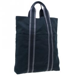 Pre Owned حقيبة يد شوبنج هيرمس فور-تو كانفاس سوداء