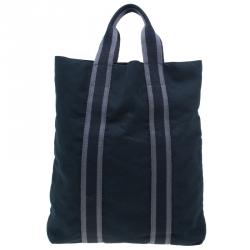 Pre Owned حقيبة يد شوبنج هيرمس فور-تو كانفاس سوداء