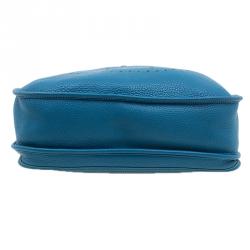 Pre Owned Hermes Blue Clemence Leather Evelyne III GM