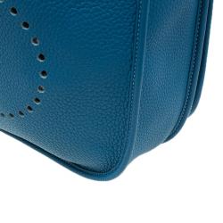Pre Owned Hermes Blue Clemence Leather Evelyne III GM