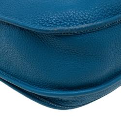 Pre Owned Hermes Blue Clemence Leather Evelyne III GM