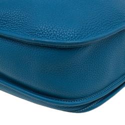 Pre Owned Hermes Blue Clemence Leather Evelyne III GM