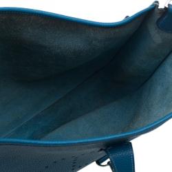 Pre Owned Hermes Blue Clemence Leather Evelyne III GM