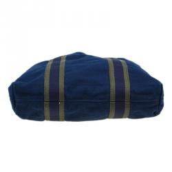 Pre Owned Hermes Navy Blue Canvas Fourre Tout Shopping Tote Bag