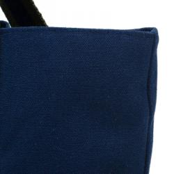 Pre Owned Hermes Navy Blue Canvas Fourre Tout Shopping Tote Bag