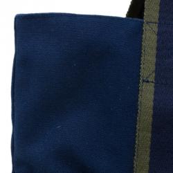 Pre Owned Hermes Navy Blue Canvas Fourre Tout Shopping Tote Bag
