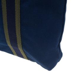 Pre Owned Hermes Navy Blue Canvas Fourre Tout Shopping Tote Bag