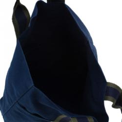 Pre Owned Hermes Navy Blue Canvas Fourre Tout Shopping Tote Bag