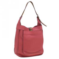 Pre Owned Hermes Rose Lipstick Clemence Leather Marwari PM Bag