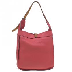 Pre Owned Hermes Rose Lipstick Clemence Leather Marwari PM Bag