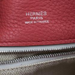 Pre Owned Hermes Rose Lipstick Clemence Leather Marwari PM Bag