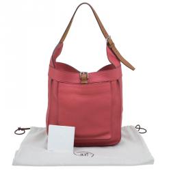 Pre Owned Hermes Rose Lipstick Clemence Leather Marwari PM Bag