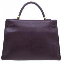 Hermes Purple Leather Palladium Hardware Kelly 35