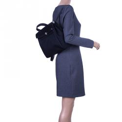 Pre Owned Hermes Black Herbag 2 in 1 tote and handbag Convertible Satchel