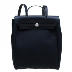 Pre Owned Hermes Black Herbag 2 in 1 tote and handbag Convertible Satchel