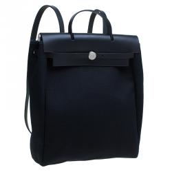 Pre Owned Hermes Black Herbag 2 in 1 tote and handbag Convertible Satchel